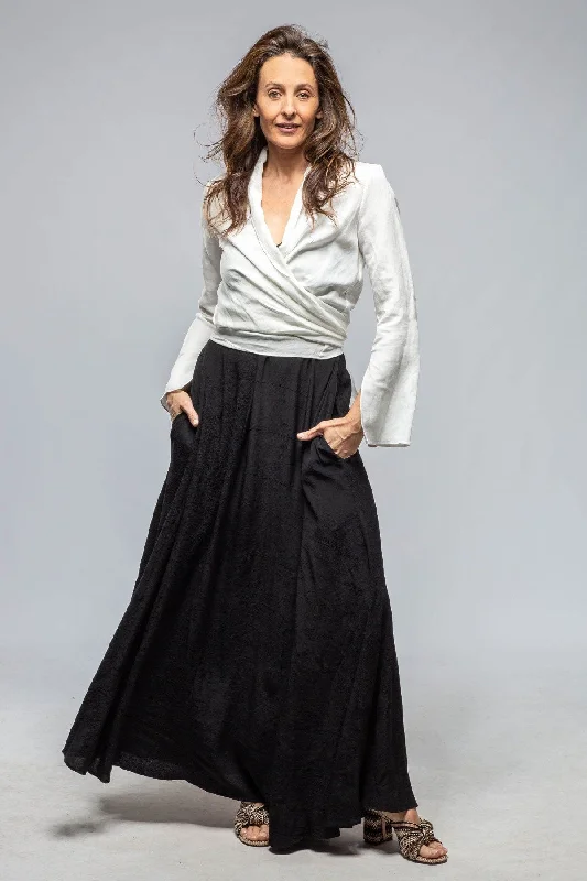 Women's Blouses with Pleats -Myana Wrap Linen Blouse In Ivory