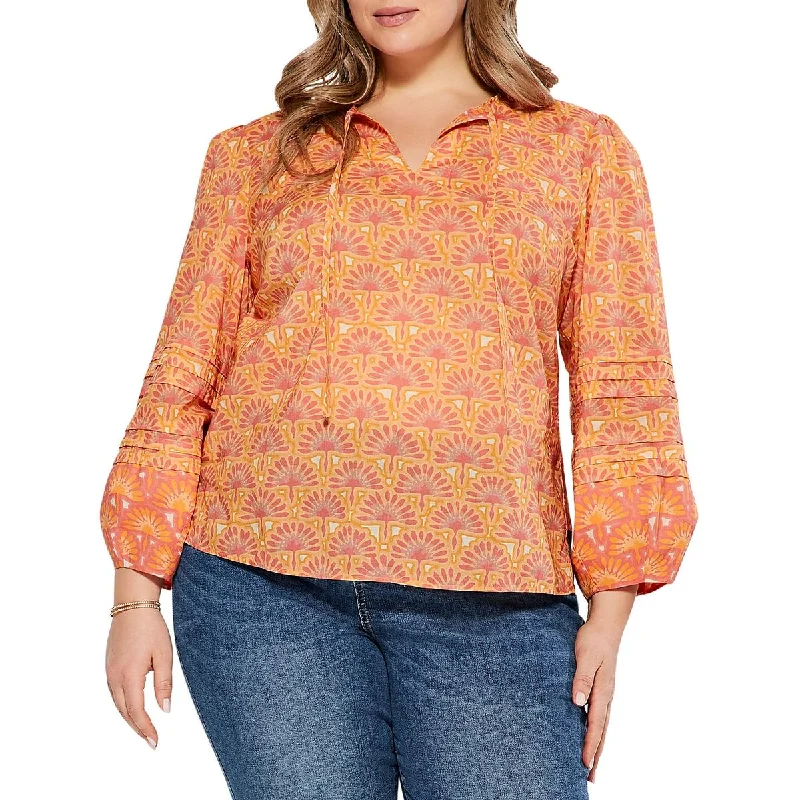 Women's Poplin Shirts -Nic + Zoe Womens Plus Cotton Blouse
