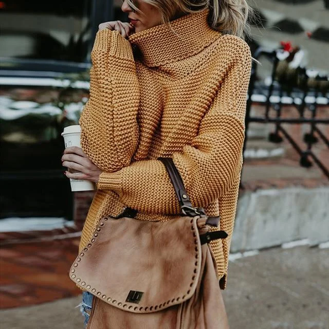 Women's Pullovers Sweater with Soft Wool Blend-Office Lady Turtleneck Pullover Sweater