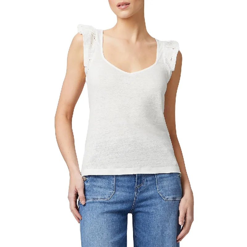 Women's Pullover Sweaters -Paige Womens Linen Eyelet Pullover Top