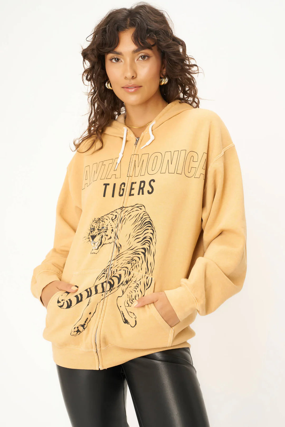 Women's Printed Short Sleeve T-shirt -Project Social Tee Santa Monica Tigers Zip-Up Hoodie (Honey Mustard) Women's Printed Short Sleeve T-shirt -Project Social Tee Santa Monica Tigers Zip-Up Hoodie (Honey Mustard)