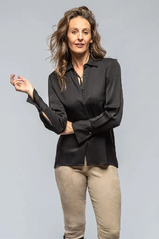Women's Dressy Shirts -Rania Sharkskin Blouse In Black