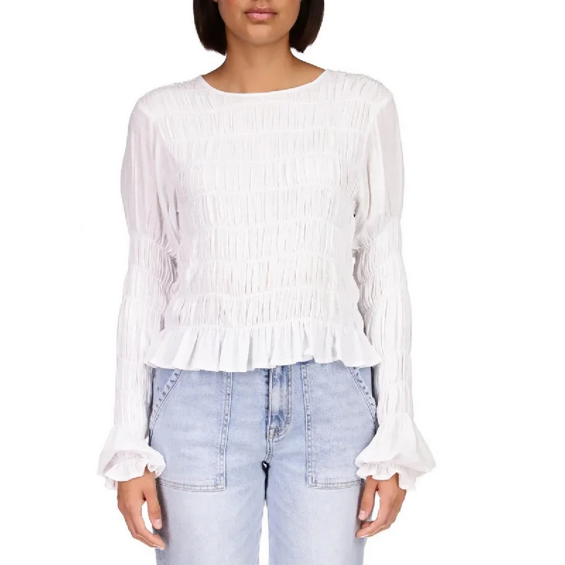 Women's Plaid Button-up Shirts -Sanctuary Womens Smocked Top Blouse