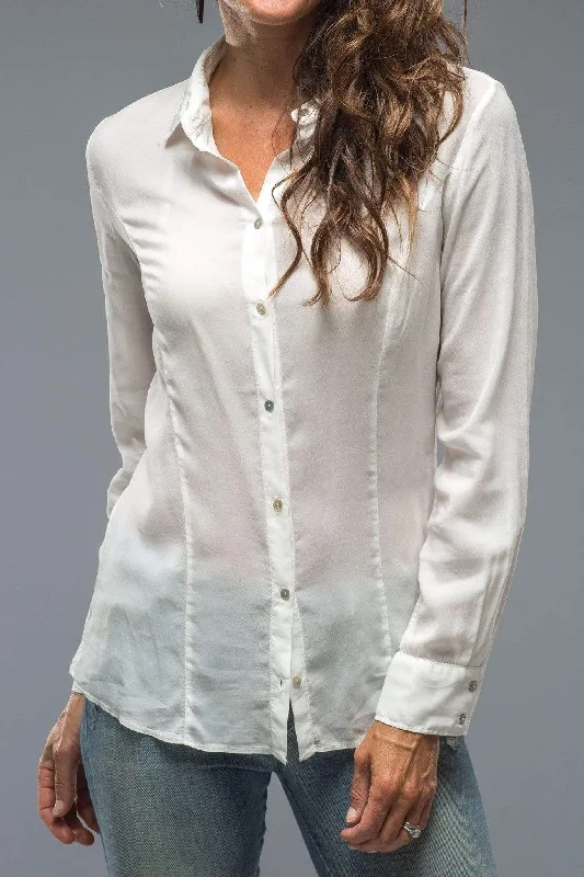 Women's Satin Blouse Tops -Suri Fitted Long Stretch Blouse