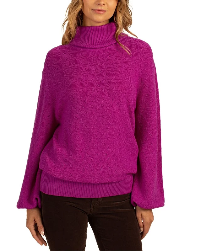 Women's Pullover Sweater with Cozy Ribbed Knit-Trina Turk Rosalind Wool Pullover