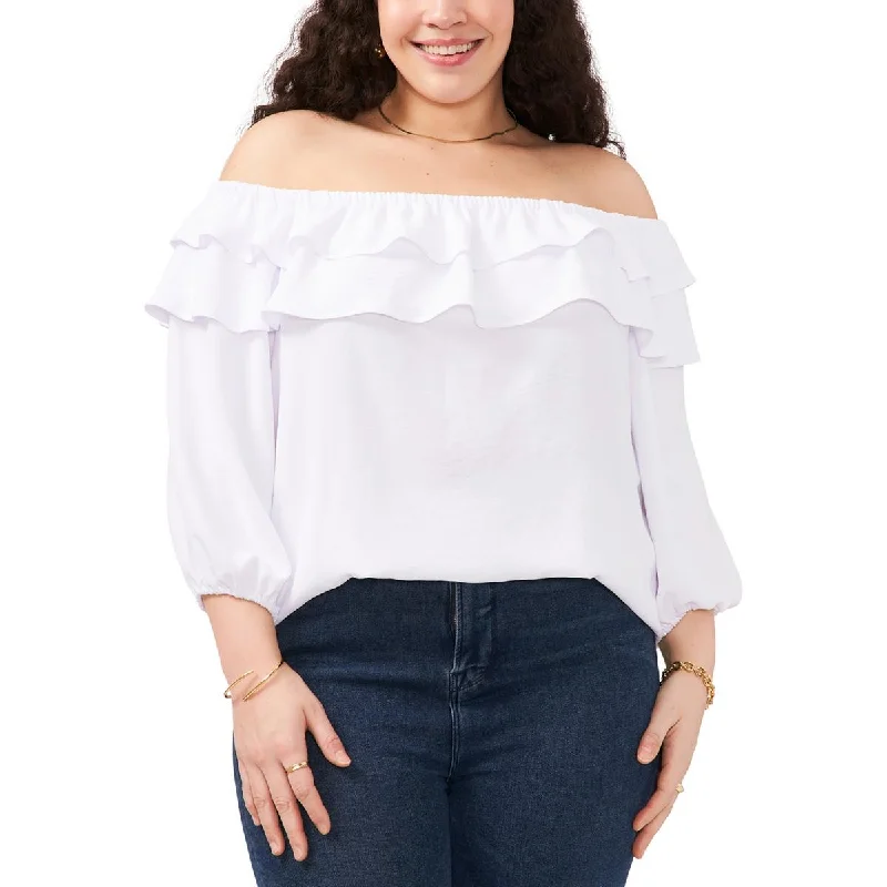 Women's Pullover for Cool Breezes -Vince Camuto Womens Plus Ruffled  Pullover Top