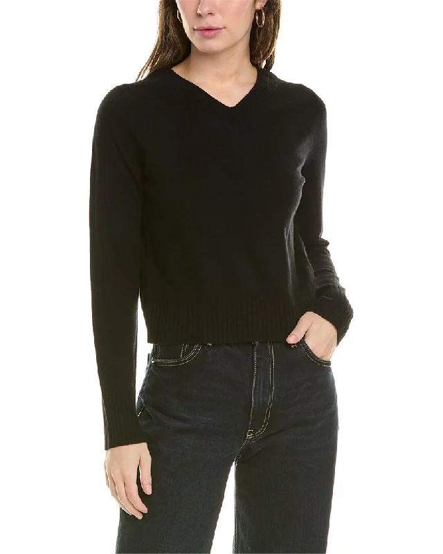 Women's Pullovers Sweater with Side Pockets-Vince Cropped V-Neck Wool & Cashmere-Blend Pullover Women's Pullovers Sweater with Side Pockets-Vince Cropped V-Neck Wool & Cashmere-Blend Pullover