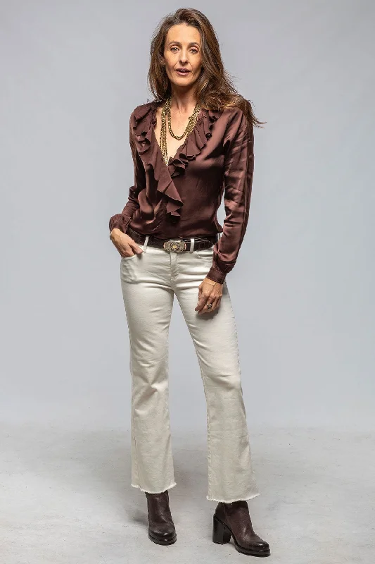 Women's Bohemian Sleeve Blouses -Vivian Ruffle Blouse In Chocolate