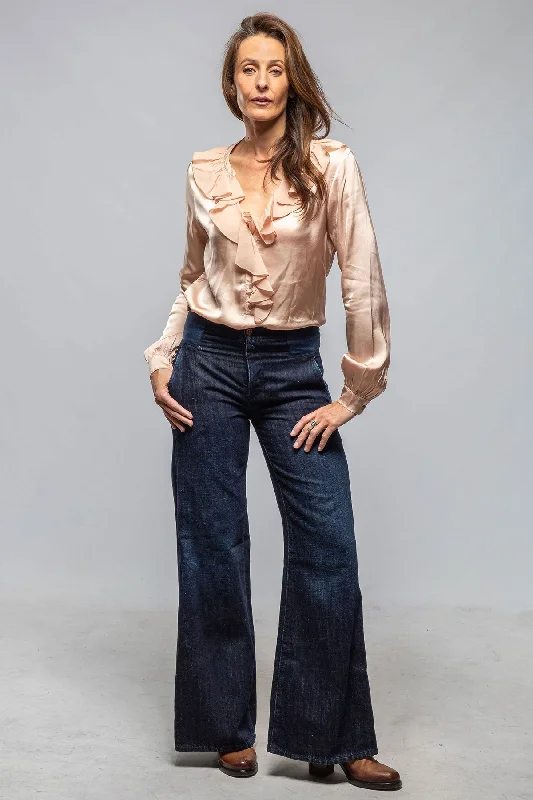 Women's Ribbed Shirts -Vivian Ruffle Blouse In Roebuck