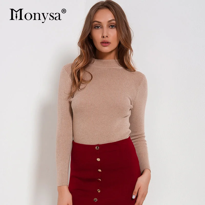Women's Wool Knit Pullovers Sweater with Unique Design-Women Sweaters And Pullovers 2018 New Autumn Winter Clothing Casual Knitted Women Tops Long Sleeve Basic Sweaters For Women