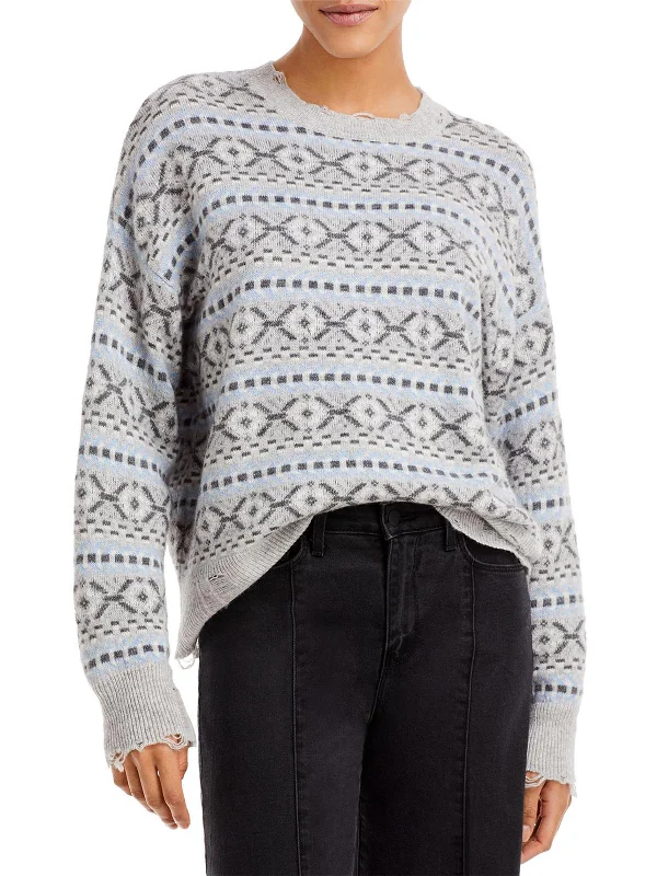 Women's Pullovers Sweater with Chunky Knit-Womens Cashmere Printed Pullover Sweater