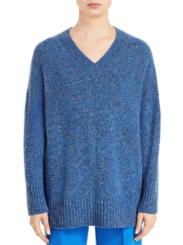 Women's Wool Blend Pullovers Sweater-Womens Cashmere V-neck Pullover Sweater