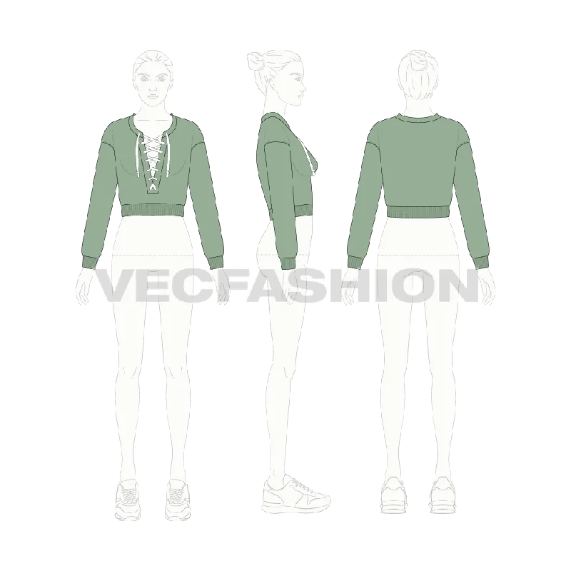 Women's Trendy Knit Pullover Sweater with Sleeve Detail-Women's Cropped Pullover