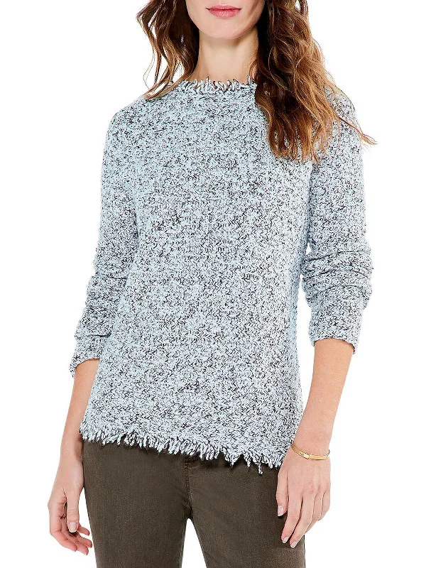 Women's Cotton Pullovers Sweater-Womens Fringe Knit Pullover Sweater