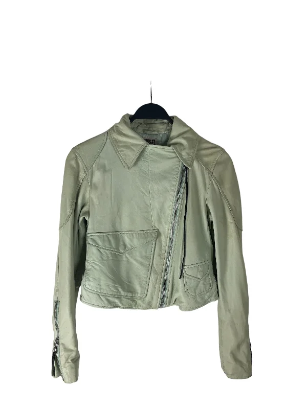 Women's Leather Jacket with Urban Chic Look-DIESEL///Leather Jkt/XS/Plain/Leather/GRN//W [Vintage] Americana/