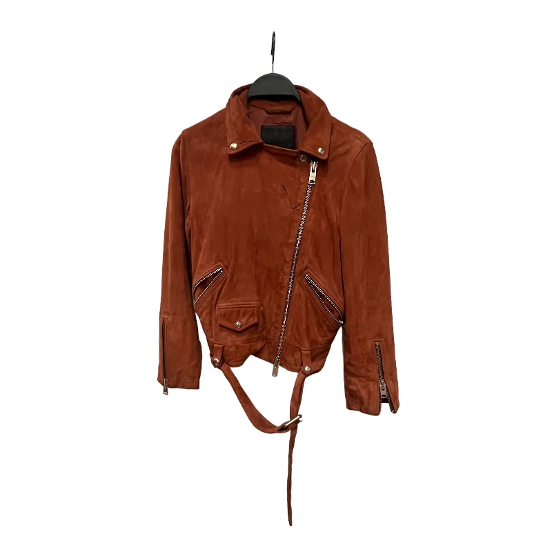 Women's Leather Jacket with Belt-ALLSAINTS SPITALFIELDS/Leather Jkt/S/Leather/ORN/