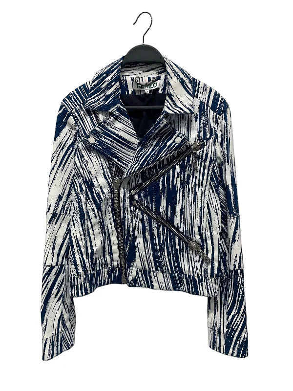 Women's Leather Jacket with Studded Detailing-KENZO/Riders Jkt (S)/34/All Over Print/Cotton/WHT/ Women's Leather Jacket with Studded Detailing-KENZO/Riders Jkt (S)/34/All Over Print/Cotton/WHT/