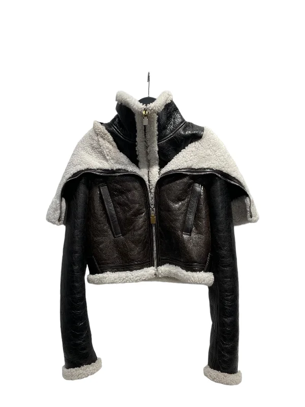 Women's Leather Jacket with Zipper Closure-GIVENCHY/Riders Jkt (W)/38/Leather/BRW/