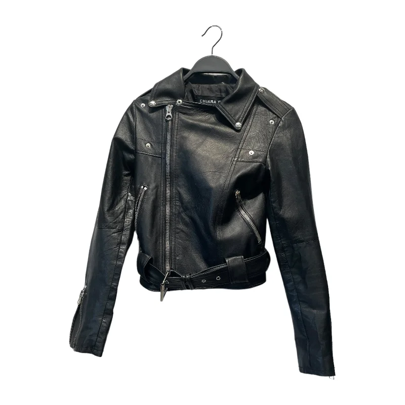 Women's Leather Jacket with Relaxed Fit-CHIARA FERRAGNI/Leather Jkt/40/Leather/BLK/ Women's Leather Jacket with Relaxed Fit-CHIARA FERRAGNI/Leather Jkt/40/Leather/BLK/