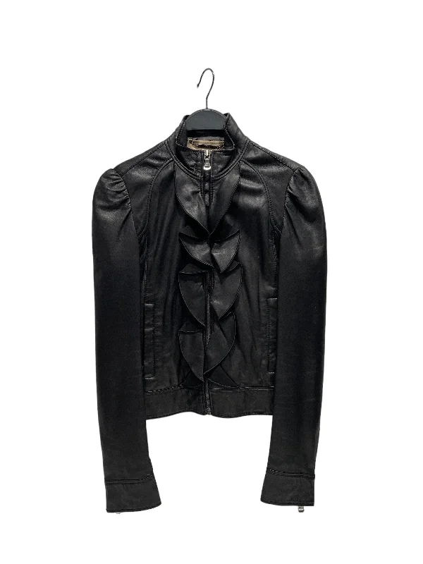 Women's Casual Leather Jacket-DOLCE&GABBANA/Leather Jkt/Leather/BLK/