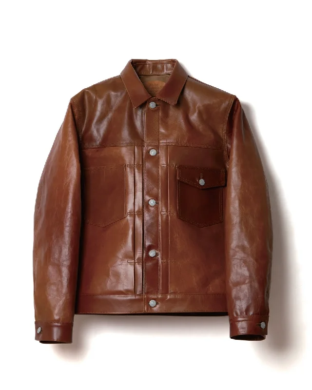 Women's Leather Jacket with Wide Collar-45th Anniversary Hand-Dyed Horsehide Type II Jacket SP-123 Women's Leather Jacket with Wide Collar-45th Anniversary Hand-Dyed Horsehide Type II Jacket SP-123