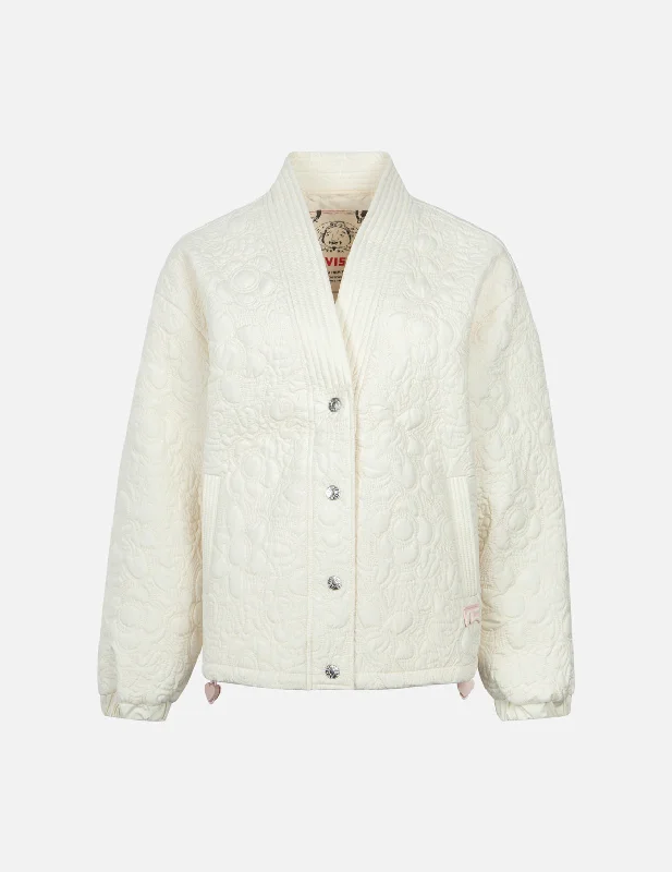 Women's Jackets for Office Wear-Allover Quilted Seagull and Floral Fashion Fit Jacket Women's Jackets for Office Wear-Allover Quilted Seagull and Floral Fashion Fit Jacket