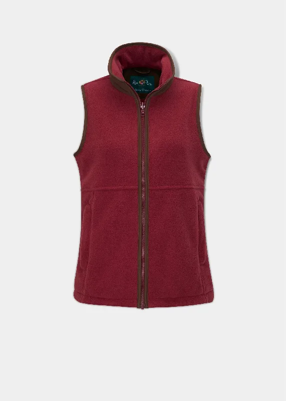 Women's Vest for Office Wear-Aylsham Ladies Fleece Gilet In Cranberry - Regular Fit