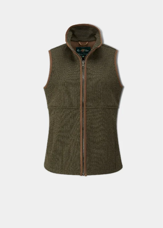 Women's Vest with Adjustable Waist-Aylsham Ladies Fleece Gilet In Green Herringbone - Regular Fit Women's Vest with Adjustable Waist-Aylsham Ladies Fleece Gilet In Green Herringbone - Regular Fit