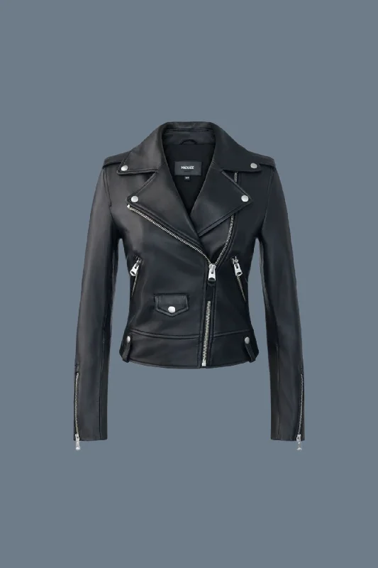 Women's Brown Leather Jacket-BAYA-CH