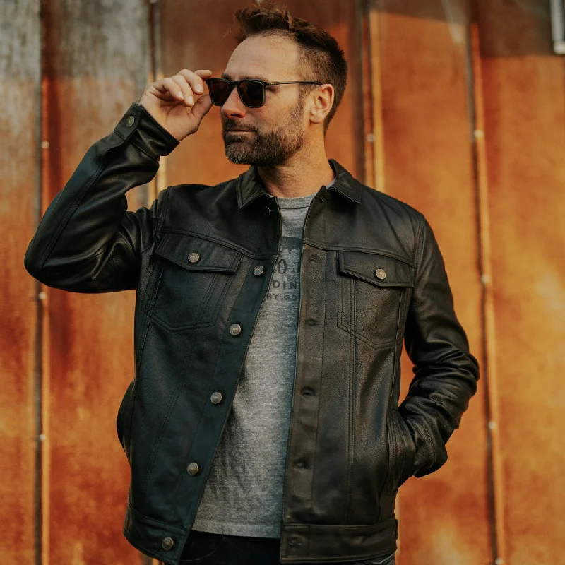 Women's Leather Jacket for a Relaxed Fit-Driggs Leather Jacket | Black