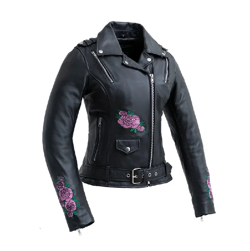 Women's Leather Jacket with Heavy Leather Fabric-Blossom - Women's Motorcycle Leather Jacket Women's Leather Jacket with Heavy Leather Fabric-Blossom - Women's Motorcycle Leather Jacket
