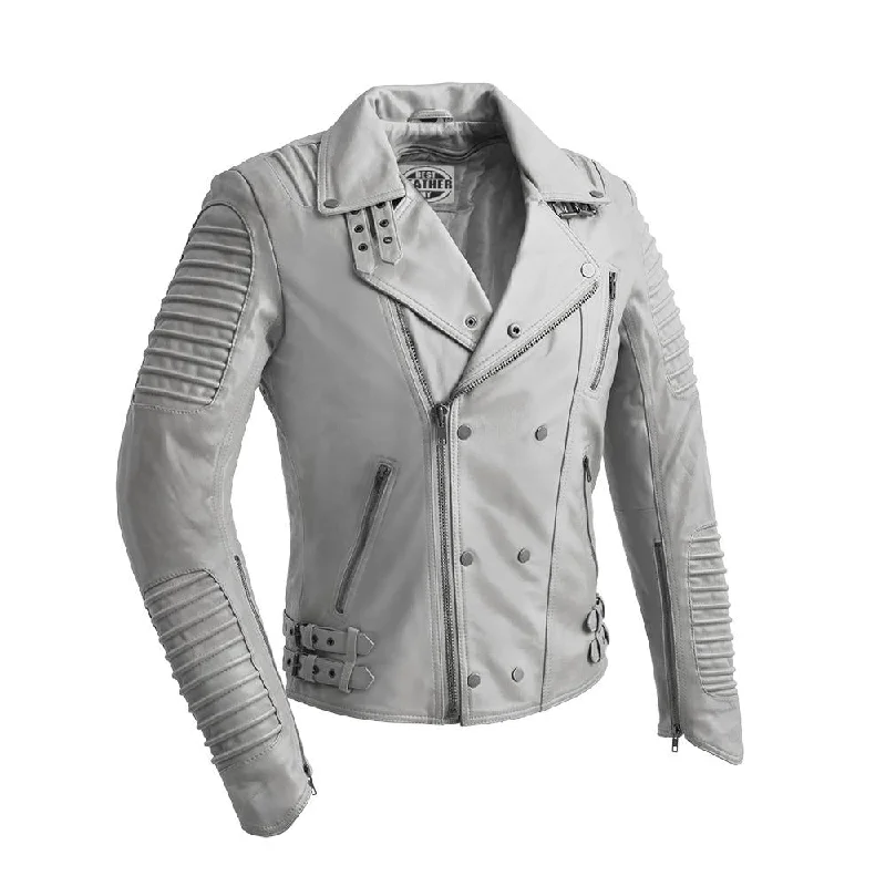 Women's Leather Jacket for Sleek, Modern Look-Brooklyn - Men's Fashion Lambskin Leather Jacket (White) Women's Leather Jacket for Sleek, Modern Look-Brooklyn - Men's Fashion Lambskin Leather Jacket (White)