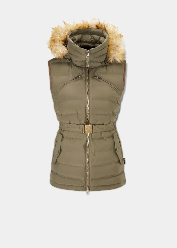 Women's Vest for Running and Jogging-Calsall Ladies Olive Gilet - Regular Fit