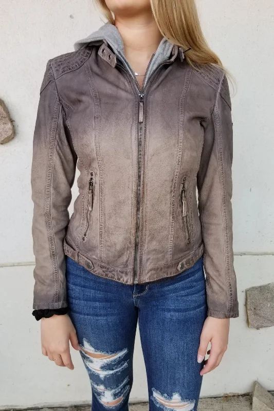 Women's Leather Jacket with Quilted Design-Casha Jacket