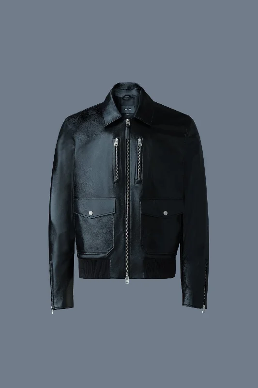 Women's Leather Jacket with Patchwork-CHANCE