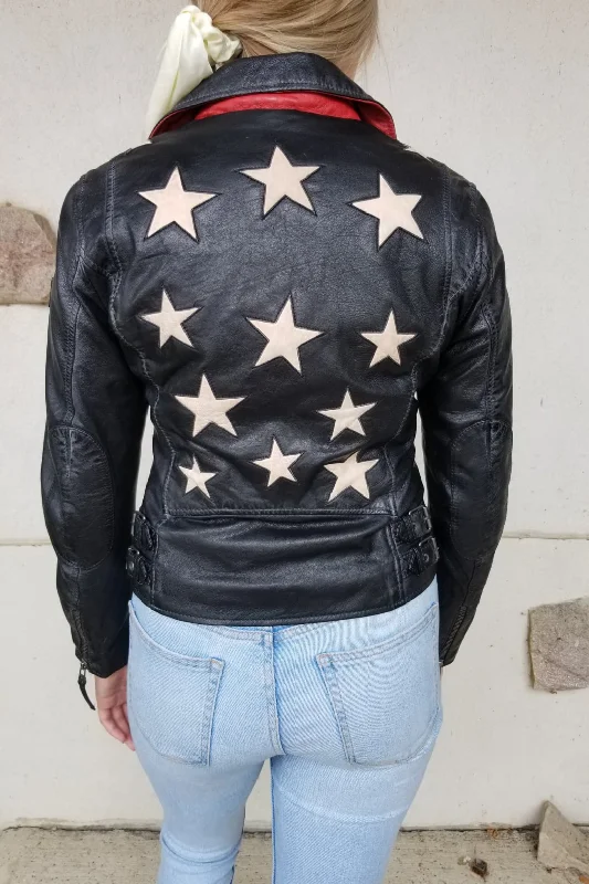 Women's Leather Jacket with Long Sleeves-Christy Star Jacket