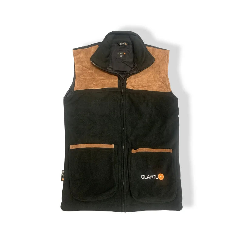 Women's Vest for Streetwear-Clayclo Polar Fleece Gilets Black Small