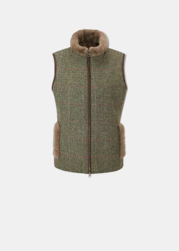 Women's Vest for Date Night-Combrook Ladies Tweed Gilet In Heath - Regular Fit