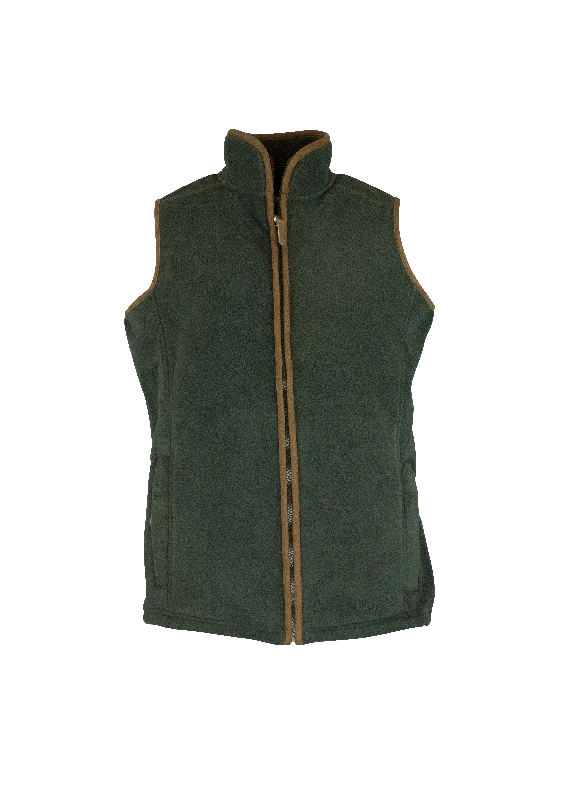 Women's Vest with Stretchable Material-LF201 - Ladie's Fleece Gilet - GREEN
