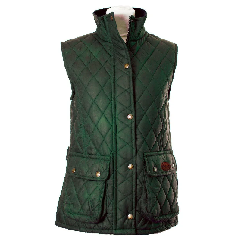 Women's Vest with High-Performance Fabric-W12 - Women's Newbury Waxed Quilted Gilet - GREEN Women's Vest with High-Performance Fabric-W12 - Women's Newbury Waxed Quilted Gilet - GREEN