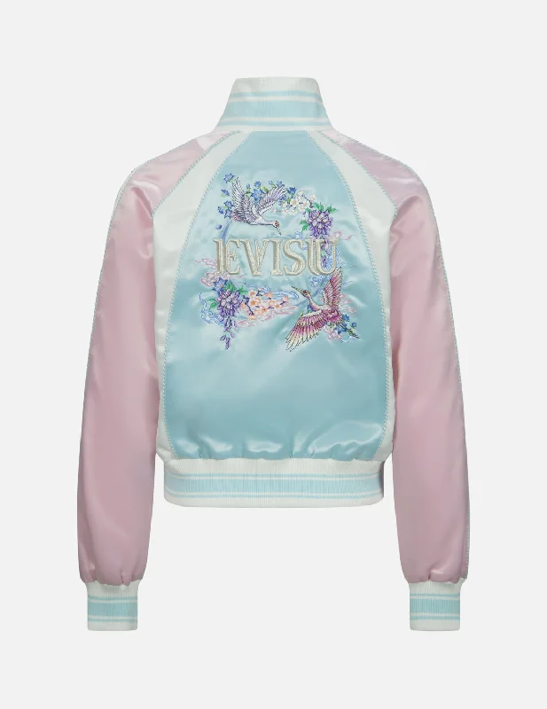 Women's Jackets for Feminine Look-Cranes and Floral Embroidery Fashion Fit Souvenir Jacket Women's Jackets for Feminine Look-Cranes and Floral Embroidery Fashion Fit Souvenir Jacket