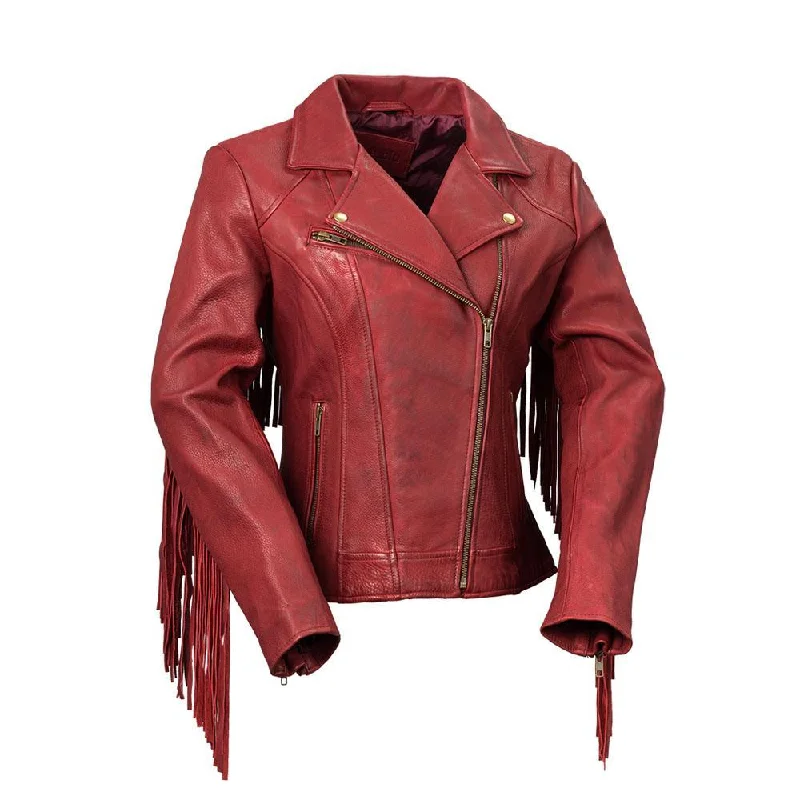 Women's Leather Jacket with Dual Closure-Daisy - Women's Fashion Leather Jacket (Oxblood) Women's Leather Jacket with Dual Closure-Daisy - Women's Fashion Leather Jacket (Oxblood)
