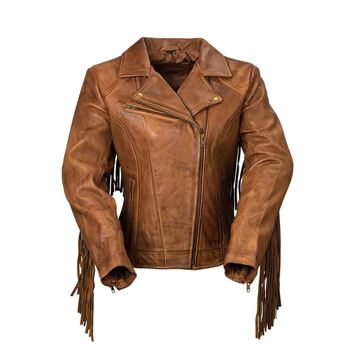 Women's Leather Jacket with Luxurious Look-Daisy - Women's Fashion Leather Jacket (Whiskey)