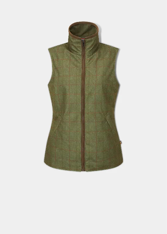 Women's Vest with Ribbed Texture-Didsmere Ladies Technical Tweed Gilet In Pine - Regular Fit