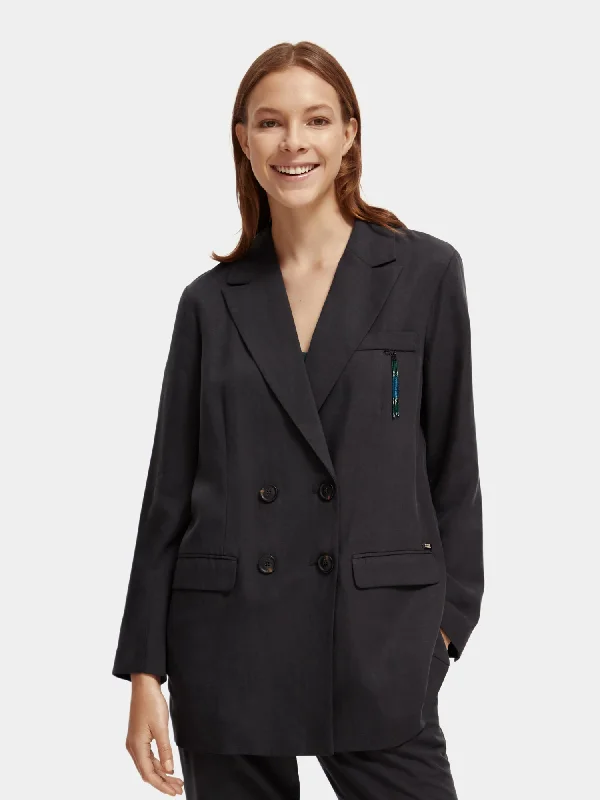 Women's Loose Tailored Blazers -Double-breasted blazer