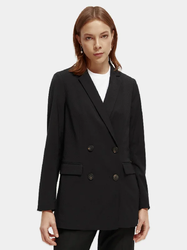 Women's Trendy Wool Tweed Blazers -Double-breasted tailored blazer
