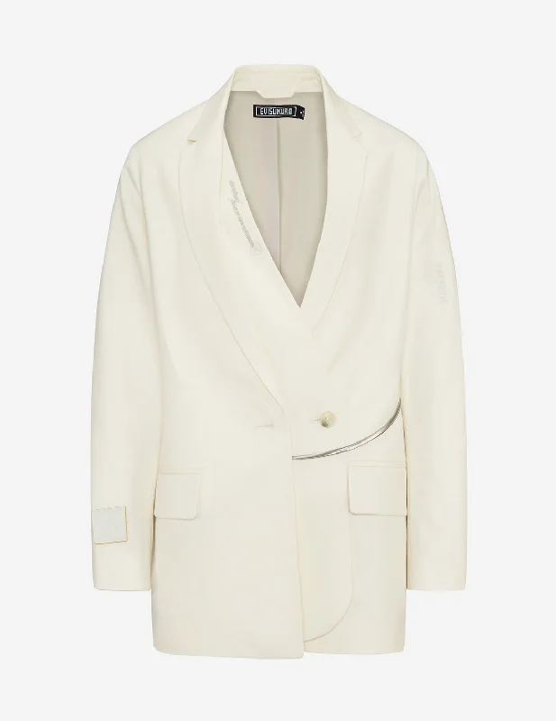 Women's Wool Checked Blazers -Double Lapel Blazer