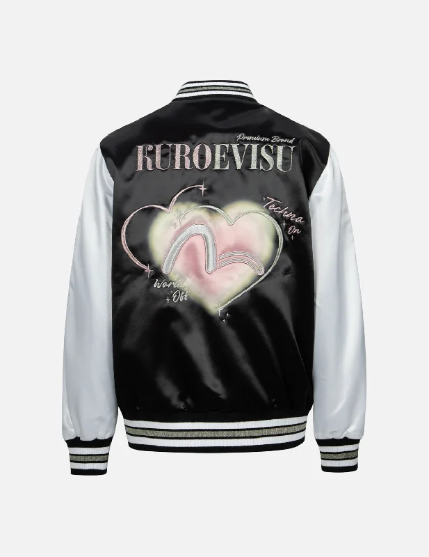 Women's Jackets for Winter Fashion-EK Gem Embroidery and Seagull Appliqué Oversized Souvenir Jacket Women's Jackets for Winter Fashion-EK Gem Embroidery and Seagull Appliqué Oversized Souvenir Jacket