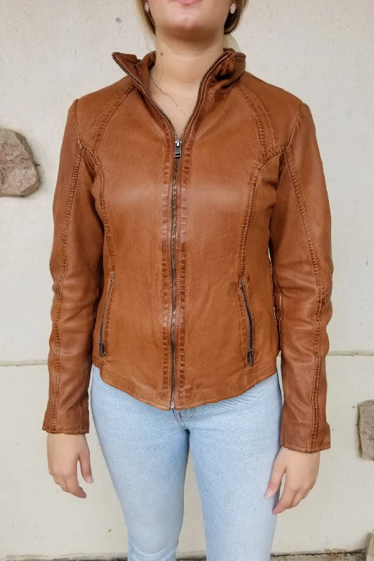 Women's Leather Jacket with Fitted Cut-Else Jacket