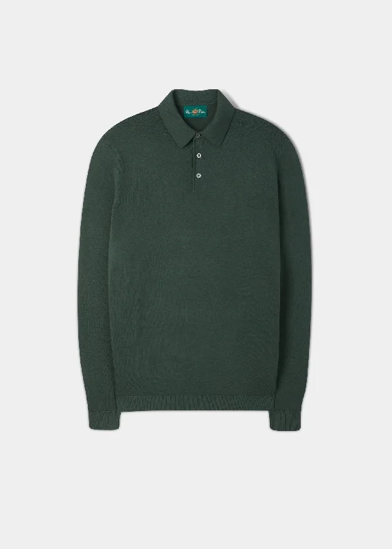 Women's Long Sleeve Polo Shirts for Fall -Emsworth Cotton Long Sleeve Polo Shirt in Racing Green Women's Long Sleeve Polo Shirts for Fall -Emsworth Cotton Long Sleeve Polo Shirt in Racing Green